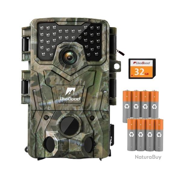 Camera de Chasse - 4K 30 fps HD Infrarouge Vision Nocturne  avec 8 Batterie et Carte mmoire tanche