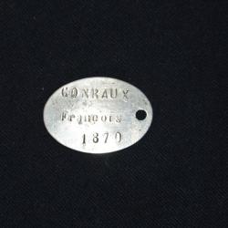 PLAQUE D'IDENTITE FRANCAISE Mle1881-BUREAU RECRUTEMENT NEUFCHATEAU-GRANDE GUERRE 1914/18