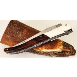 Couteau de collection Laguiole MICKAEL GINISTY Ivoire de Mammouth Racine de Bois de fer Arizona 13cm