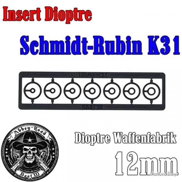 7 Insert dioptre Schmidt Rubin Waffenfabrik WF K31 12mm - Rond - Bast3d