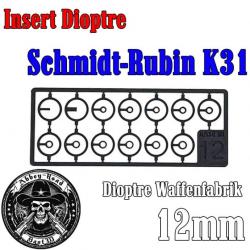 13 Insert dioptre Schmidt Rubin Waffenfabrik WF K31 12mm - Bast3d