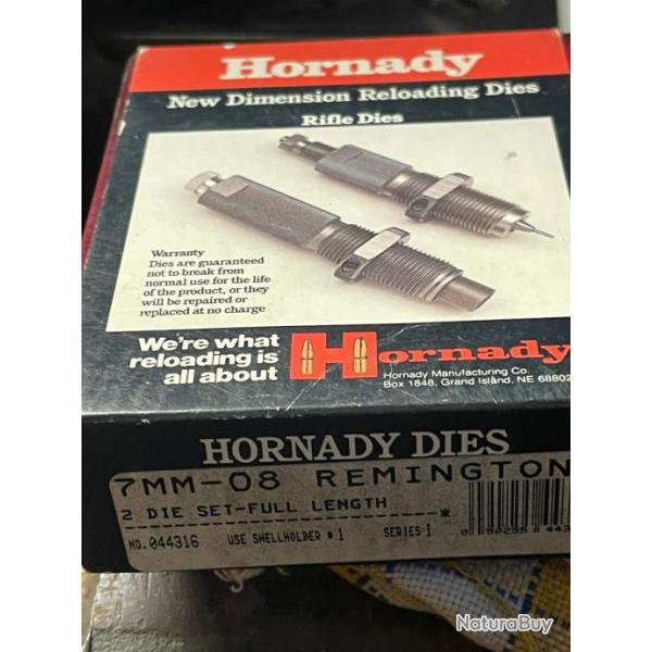 jeu d'outils HORNADY 7mm-08 Remington, #044316, "2 die set-full length".