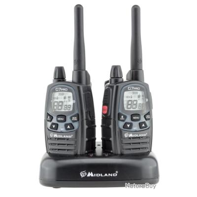 Talkie-walkie Midland G7 Pro + Micro-casque Bodyguard FBI - 20km - PMR - Neuf