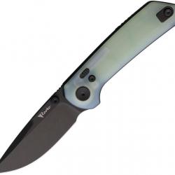 Couteau Reate PL-XT Jade Lame Drop Point Acier Nitro-V Manche G10 Button Lock Clip REA176