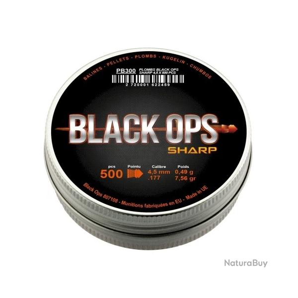 Plombs THE BLACK OPS sharp cal.4.5mm tte pointue par 500