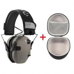 Casque Antibruit Électronique Tactique - Protection Auditive et Performance Optimale Gris clair