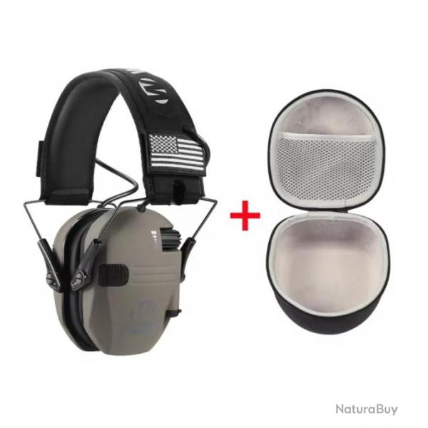 Casque Antibruit lectronique Tactique - Protection Auditive et Performance Optimale Gris clair