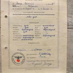 Ancien Document scolaire Allemand ww2 Zeugnis avec tampon (2)