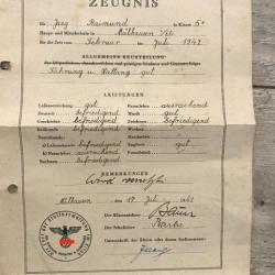 Ancien Document scolaire Allemand ww2 Zeugnis avec tampon (4)