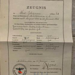 Ancien Document scolaire Allemand ww2 Zeugnis avec tampon (5)