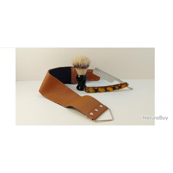 Coupe choux blaireau cuir et coffret
