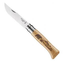 Couteau Opinel n°08 inox "Animalia America" chêne, Motif ours [Opinel]