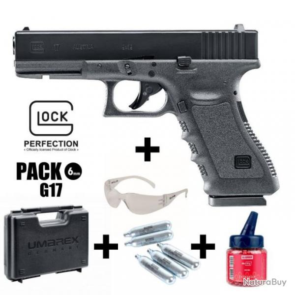 PISTOLET GLOCK 17 Noir - 6 mm BB - CO 2J Arme en pack prt  jouer