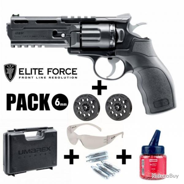 PISTOLET ELITE FORCE H8R Noir - 6 mm BB - CO Arme en pack prt  jouer