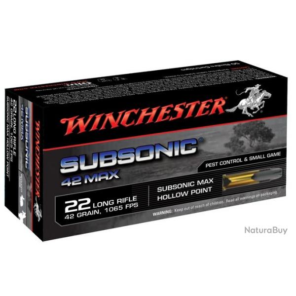 winchester 22lr subsonic max 42gr hp cartouches munitions bte50