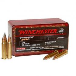 Cartouches 17 HMR WINCHESTER VARMINT HV, 17gr, POLYMER TIP (Boite de 50)