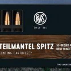 Cartouches RWS TEILMANTEL SPITZ - Softpoint - Demi blindée - Tête pointue - 50 gr / 3,2 g - 20 carto