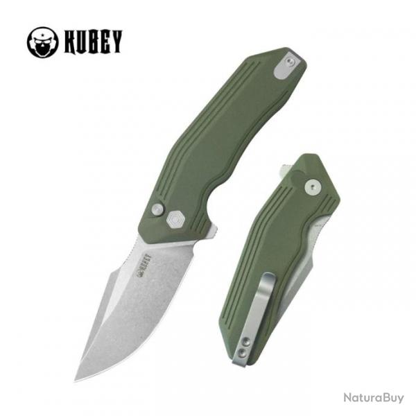 Couteau Kubey Basilisk OD Green Manche G10 Lame Tanto Acier 14C28N SW IKBS Button Lock Clip KUB391B