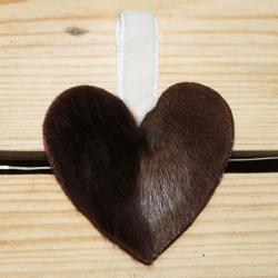 Coeur en cuir d'agneau et peau de mouton  marron glacé