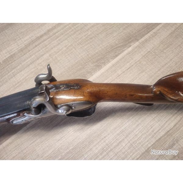 ancien fusil silex double du XVIIIe transformé percussion calibre 28 super propre