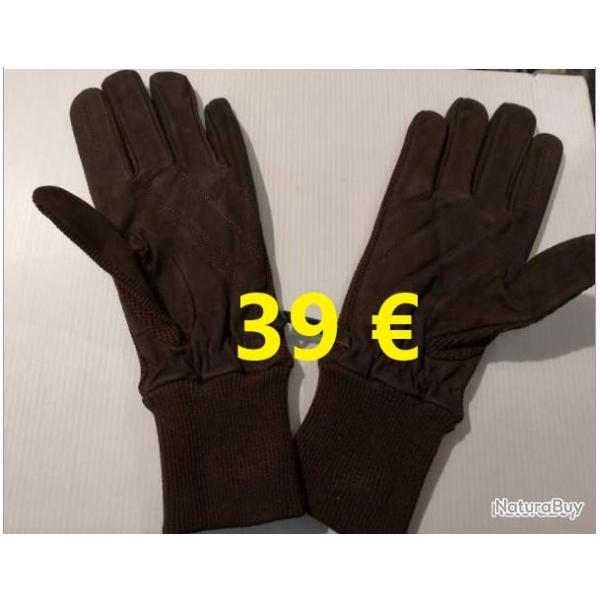 GANTS MARRON INT. PEAU T  M      ref 12729