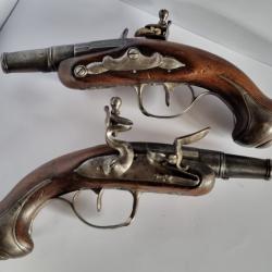 Paire de Pistolet de Poche ou Voyage à Silex XVIIIème , LOUIS XV , LOUIS XVI , 18ème