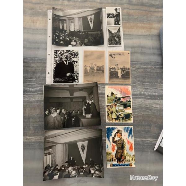 Lot Photos WW2 - RPF - De Gaulle - Leclerc -Franais Libres- Cartes Postales