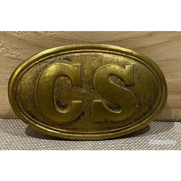 Boucle de ceinture confeder CS en laiton guerre de scession civil war  reconstitution