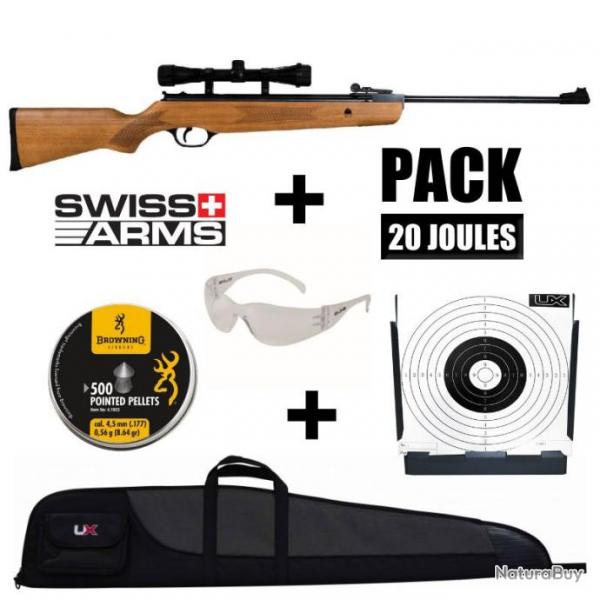 CARABINE AIR COMPRIME SWISS ARMS Condor Bois + LUNETTE 4X32 / 19.5J Carabine en pack prt  tirer