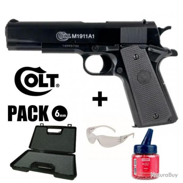 PISTOLET COLT 1911 Culasse fixe - 6 mm BB Spring 0.5J Arme en pack prt  jouer