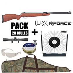 CARABINE AIR COMPRIME UX R-FORCE BOIS CAL 4.5MM 19,9 J Carabine en pack avec lunette