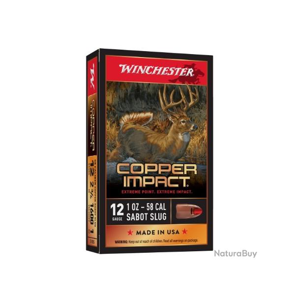 1 Boite de Balles Winchester Slug Copper Impact 12-70 28g