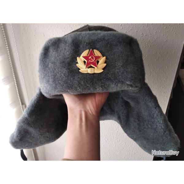 CHAPKA-OUCHANKA CHAPEAU MILITAIRE TAILLE 60 SOLDAT ARME DE TERRE NOS URSS 1985