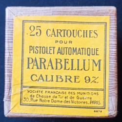 Boite vide de 25 cartouches 9mm parabellum SFM années 50/60