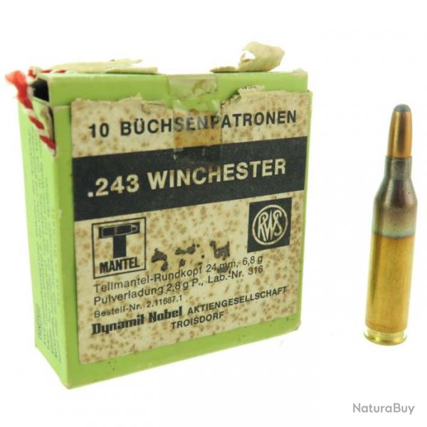 Boite de 8 Munitions 243 Winchester T Mantel RWS