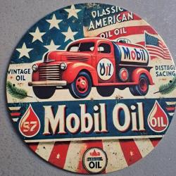 plaque decoration en alu panneau vintage CAMION MOBIL OIL