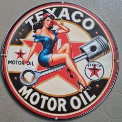 plaque decoration en alu panneau vintage PIN UP TEXACO MOTOR OIL PISTON