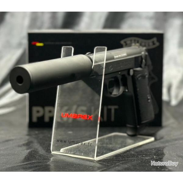 PISTOLET WALTHER PPK/S BLK KIT BBS 6MM GAZ 1,0 J