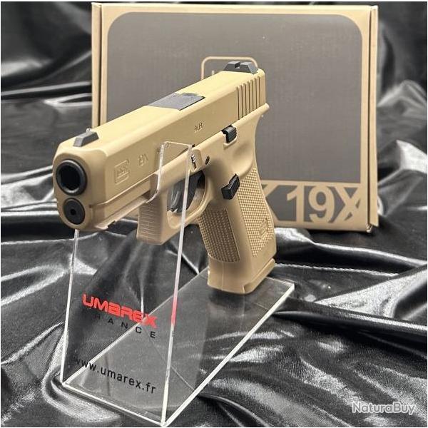 PISTOLET GLOCK 19X - CO2 Billes acier 4,5MM - COYOTE - 19 COUPS