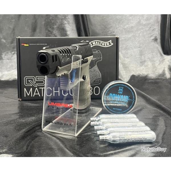 Pack prt  tirer PISTOLET "WALTHER Q5 MATCH COMBO 5'' - CO2,CAL 4.5MM (AVEC VISEUR RDS 8)