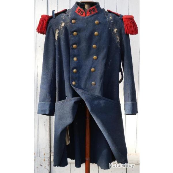 Capote manteau troupe drap gris fer bleut mle 1877 du 28ime RI - EBR24HTA001