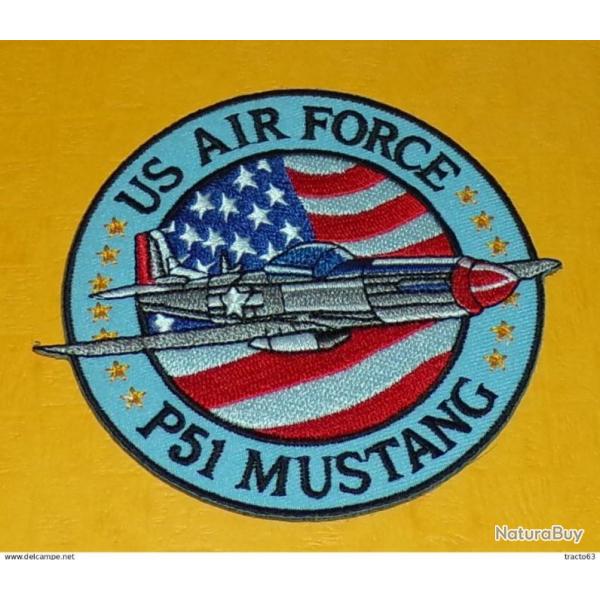 TISSU PATCH :  U.S AIR FORCE , MUSTANG  , DIAMETRE 9 CM , BON ETAT VOIR PHOTOS . POUR TOUT RENSE