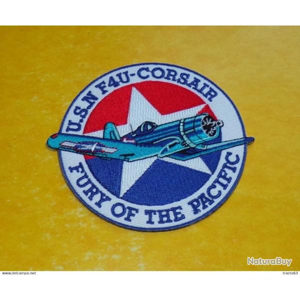 TISSU PATCH : U.S.N F4U-CORSAIR , FURY OF THE PACIFIC, DIAMETRE 9CM , BON ETAT VOIR PHOTOS . POUR