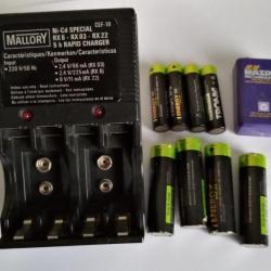 Chargeur de Piles Batteries Rechargeables AA, AAA et 9 V