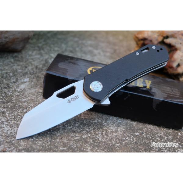 Couteau Kubey Flipper Black Manche G10 Lame Acier D2 IKBS Linerlock Clip 332A