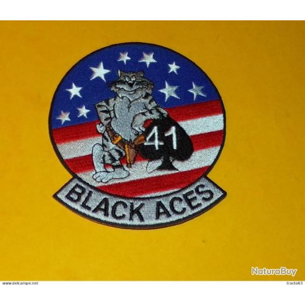 TISSU PATCH : 41 BLACK ACES, ARMEE DE L'AIR DES ETATS UNIS , DIAMETRE 9 CM , BON ETAT VOIR PHOTO .