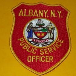 TISSU PATCH : ALBANY , N.Y.  PUBLIC SERVICE OFFICER , DIAMETRE 10 CM , BON ETAT VOIR PHOTOS . POUR T