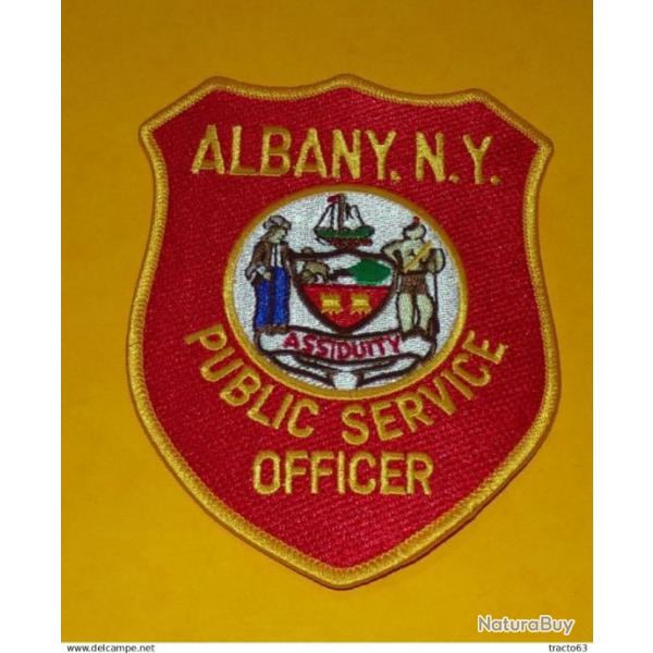 TISSU PATCH :ALBANY , N.Y.  PUBLIC SERVICE OFFICER , DIAMETRE 10CM , BON ETAT VOIR PHOTOS . POUR T