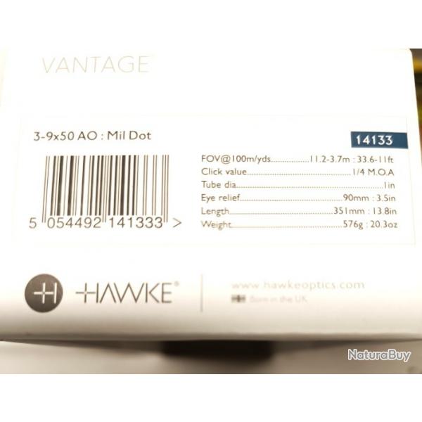 lunette de tir HAWKE vantage 3-9x50   AO MilDot