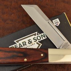 Couteau Bear & Son 2180R Barlow Lame Sheepsfoot Acier Carbone Manche Bois Made USA BC2180R